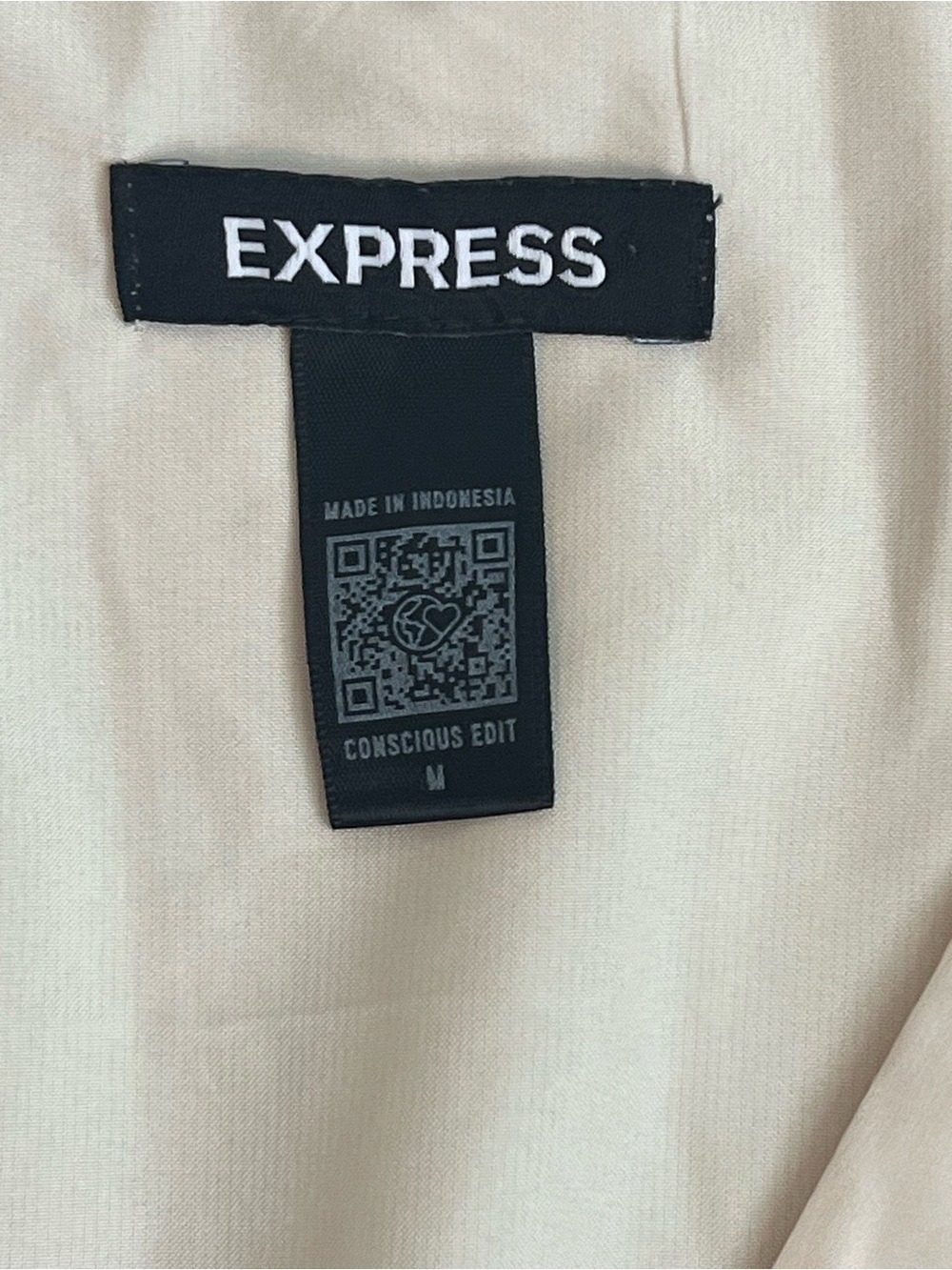 Express Cream V-Neck Surplice Long Sleeve Tie Waist Mini Dress - Picture 5 of 7